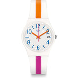 Swatch Originals Pinkline White Dial Silicone Strap Unisex Watch GW408